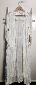 Arnhem Very Pale Yellow White Lace Detail Long Sleeve Open Boho Duster Jacket S - Picture 1 of 8