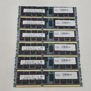 Lot of 6x - 8GB Hynix 2Rx4 PC3L-10600R DDR3-1333MHz Reg ECC HMT31GR7BFR4A-H9 - Picture 1 of 4