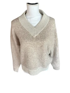 Lululemon Beige V Neck Long Sleeve Women's Merino Wool Alpaca Sweater Size XS - Picture 1 of 6