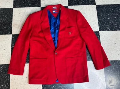 Blazer Tommy Hilfiger de colección años 90 rojo con escudo de lana para hombre talla grande Foto 1 de 4