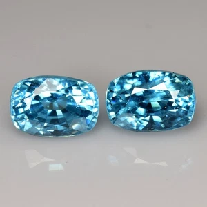 2.400 Ct y 6x4 mm _CIRCÓN AZUL NATURAL 6x4 CORTE COJÍN 2 piezas PIEDRAS PRECIOSAS SUELTAS - Imagen 1 de 11