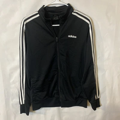 Chaqueta de chándal Adidas con cremallera completa para mujer negra/blanca a rayas talla grande  Foto 1 de 4