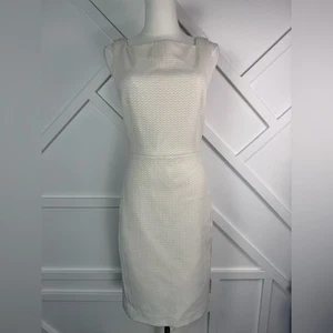MM.LaFleur Ivory Textured Square Neck Sleeveless Sheath Dress Size 4 - Picture 1 of 11