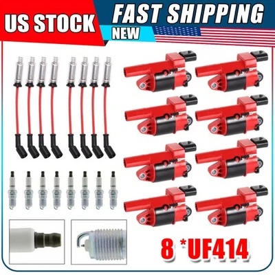 8* Ignition Coils & Spark Plugs & Wires For GMC Chevy Silverado 1500 Tahoe 5.3L - Изображение 1 из 4
