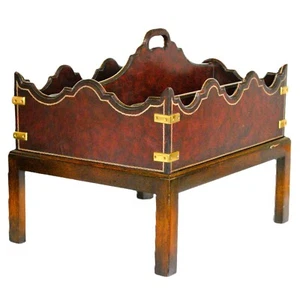 Lineage Home Maitland Smith Style Leather Clad Magazine Rack Holder Stand - Picture 1 of 11