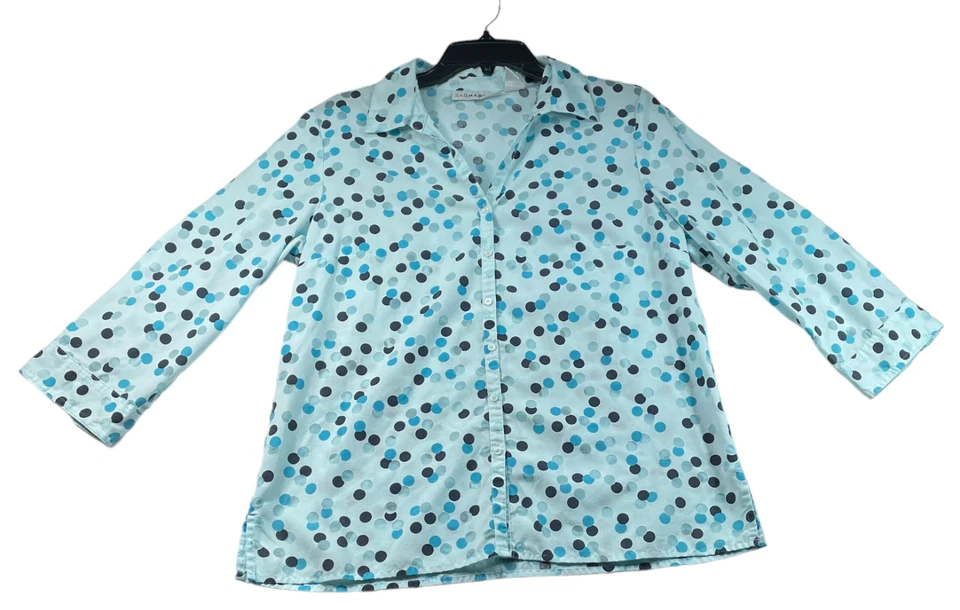 Blusa SAGHARBOR para mujer talla mediana azul negro lunares cuello nueva sin etiquetas Foto 1 de 4