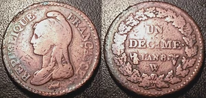 Directoire - 1 décime Dupré grand module l'an 8 W, Lille ! F.129/52 - Picture 1 of 1