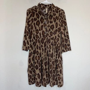 Uncle Frank Women's L Mini Dress Leopard Print Stretch Pockets Made in USA - Picture 1 of 12