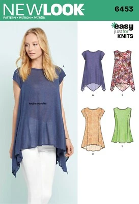 NEW LOOK 6453 MISSES' EASY TOPS Just 4 Knits Sewing pattern Sizes 6 - 18 - Image 1 of 4