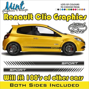 Renault CLIO Sport Side Stripes RS Cup Decals Stickers Graphics FREE P&P 007 - Picture 1 of 4