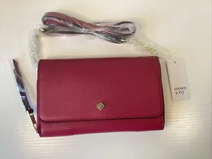 NWT CROWN & IVY DARCI Cranberry Crossbody Purse - Picture 1 of 16
