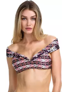 Becca L74002 Womens Multicolor Off The Shoulder Bikini Swimsuit Top Size Medium - Picture 1 of 2