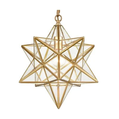 DANSEER Moravian Star Light Modern Brass Pendant Light 15 Inches with Clear G... - Image 1 of 4