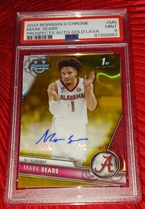 MARK SEARS 2023-24 BOWMAN UNIVERSITY CHROME 1st GOLD LAVA AUTO/50 PSA 9  - Picture 1 of 8