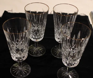 4 vasos de té helado con tallo de cristal Waterford borde dorado de 7 3/4" - Imagen 1 de 7