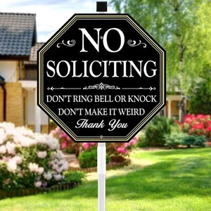 No Soliciting Schild für Haus, 11" x 27" No Soliciting Yard Schild mit Pfahl, Meta - Bild 1 von 2