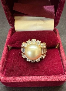Anillo de cóctel de plata de ley 925 con perlas de imitación y circonita cúbica talla 6 - Imagen 1 de 9
