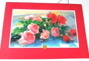 Valentine Card Hallmark Long Stemmed Roses with Gold Heart - Picture 1 of 3