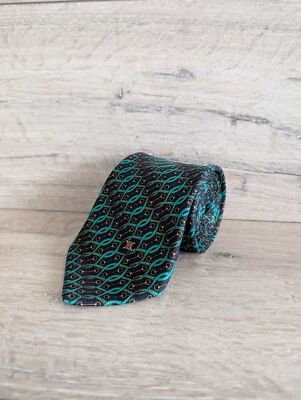 Corbata CELINE PARIS Vintage Verde Seda Triunfo Logo Corbata España Foto 1 de 4