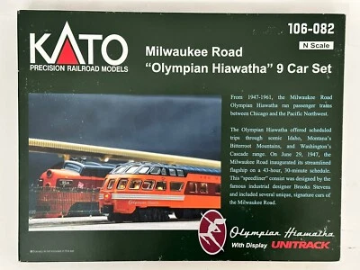 KATO N 106-082 Milwaukee Road Olympian Hiawatha CAR PASS. SET W/DISPLAY UNITRACK - Image 1 of 4