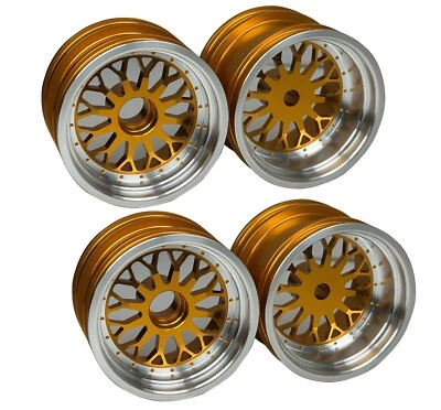 Dhawk CNC RC10DS Vintage Aluminum Wheels Gold For Team Associated RC10DS - Image 1 of 4