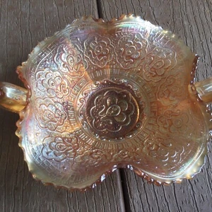 ANTIQUE MARIGOLD “PERSIAN MEDALLION” 8 FLUTTED, SAW TOOTH EDGE BON BON BOWL - Picture 1 of 6