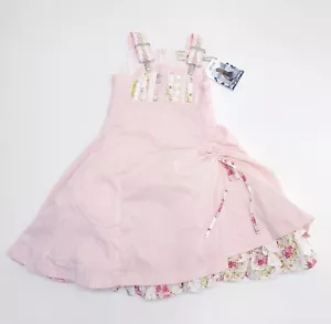 NWT Jottum Dress Samsam Size 5 Pink Pinstripes Floral Ruffeled Adjustable Strap - Picture 1 of 12