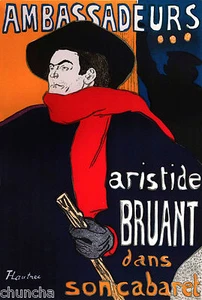 Póster Aristide Bruant de Henri de Toulouse-Lautrec 11,7" x 16,5" - Imagen 1 de 1