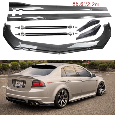 Carbon Fiber Front Bumper Lip Spoiler & Side Skirt For Acura TL 2004-2008 Foto 1 de 4