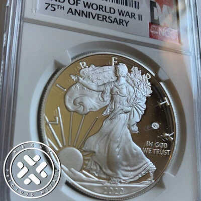 2020 W NGC PF69 ULTRA CAMEO END of WORLD WAR II 75th ANNIV SILVER EAGLE V75  - Image 1 of 4