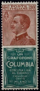 1924 - 25 REGNO PUBBLICITARI 30 CENT. COLUMBIA 1 VALORE MNH MF109461 - Picture 1 of 2