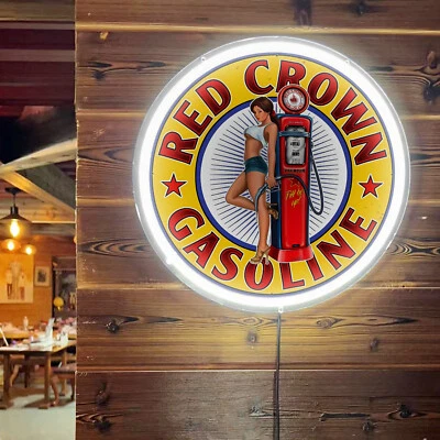 RED CROWN Gasoline Engine Automotive Decor Parts Silicone LED Neon Sign 12x12 G1 - Image 1 of 4