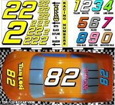 YELLOW  (#2's) Racing Numbers Decal Sticker Sheet 1/8 - 1/10 -1/12 for RC Models