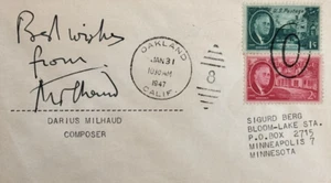 DARIUS MILHAUD SIGNED RARE FDC-1947-MEMBER OF THE GROUP OF SIX-PROLIFIC COMPOSER - Picture 1 of 3
