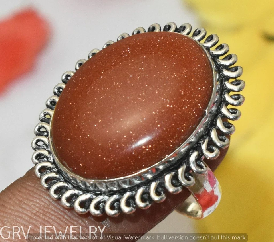 Anillo de piedras preciosas de oro con superposición de plata de ley 925 U286-G104 tamaño de EE. UU. 8,5" Foto 1 de 1