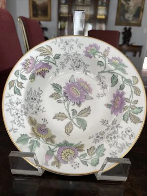Wedgwood Lavender Avon bone china rimmed soup bowl light flowers - Image 1 of 4