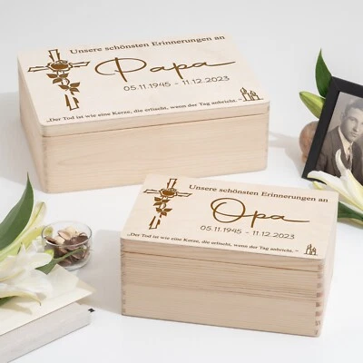 Personalisierte Erinnerungskiste | Erinnerungsbox | Trauerkiste Holzkiste Box - Bild 1 von 4