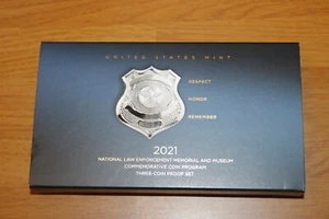2021 National Law Enforcement Memorial and Museum 3 Coin Proof Set - Gold/Silver - Picture 1 of 9