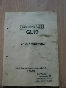 Montageanleitung für Gartenlaube GL 19/ GL14, DDR, Forstwirtschaft Zerbst - Bild 1 von 2