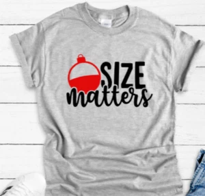 Size Matters Angeln grau Unisex Kurzarm T-Shirt - Bild 1 von 2