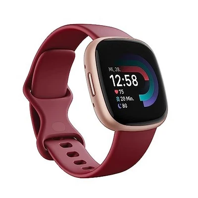 Fitbit Versa 4 Sportuhr Smartwatch Fitness Tracker Rot Beet Juice Copper Rose - Bild 1 von 4