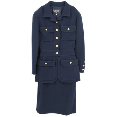 Chanel Setup Suit Jacket Skirt Navy 208h3 #36 154619 - Image 1 of 4