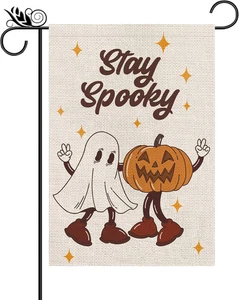 Bandiera da giardino Halloween zucca fantasma doppia faccia giardino decorazione esterno 12,5X18 - Foto 1 di 12