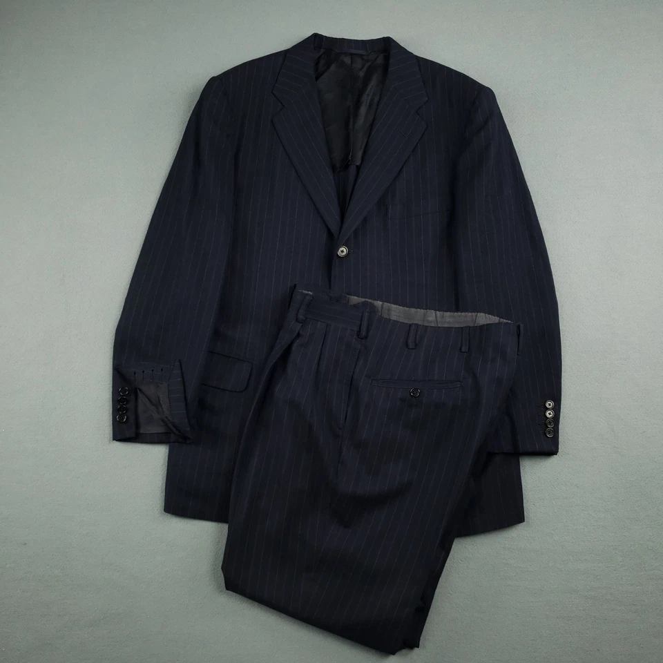 Oxxofrd Vtg Flannel Suit Men's  44R* Pants 37X R28.25 L 28 1/8 Striped 3 Button - Image 1 of 4