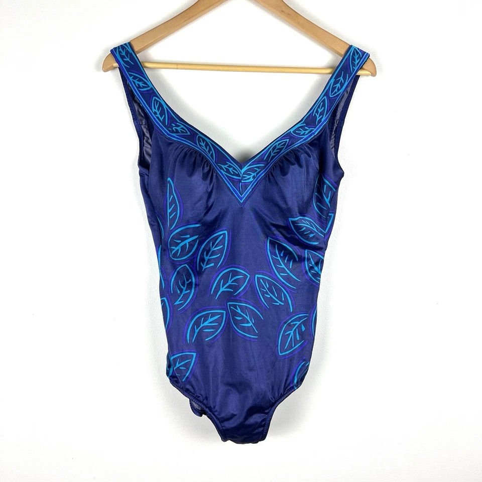 Vtg Maxine of Hollywood Blue Swimsuit 16 One-Piece Retro Pointy Bra 50s  Stylel - Image 1 of 4