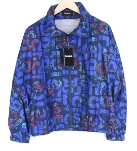 DESIGUAL Chaq Lex Women's 40 Jacket Abstract Print Hidden Hood Short Blue * - Picture 1 of 9