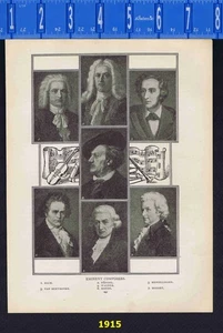 COMPOSITORES: Bach-Beethoven-Handel-Wagner-Haydn-Mozart-Mendelssohn - Impresión 1915 - Imagen 1 de 1