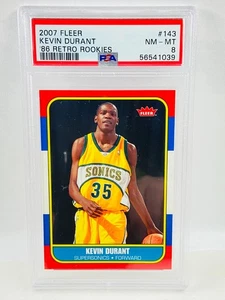 2007-08 Fleer Kevin Durant RC '86 Retro Rookies 143 PSA 8 - Picture 1 of 2