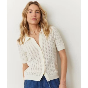 Camicia resort Marine Layer Piper Knit maglia bianca grande  - Foto 1 di 8