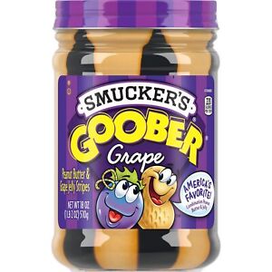 Smucker's Goober Peanut Butter and Grape Jelly Stripes, 18 Ounces (Pack of 2)